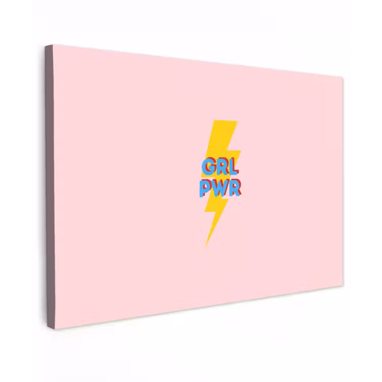 Grl pwr - Bliksem - Roze canvas 2cm klein -z3d