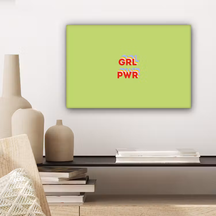 Grl pwr - Groen - Rood - 3D canvas 2cm klein -closeup_print_DE