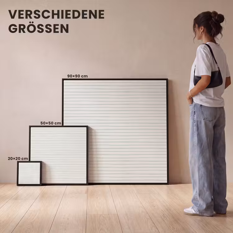 Groen - Strepen - Patroon Canvas met baklijst klein 1124 -comparison_formatenoverzicht_DE