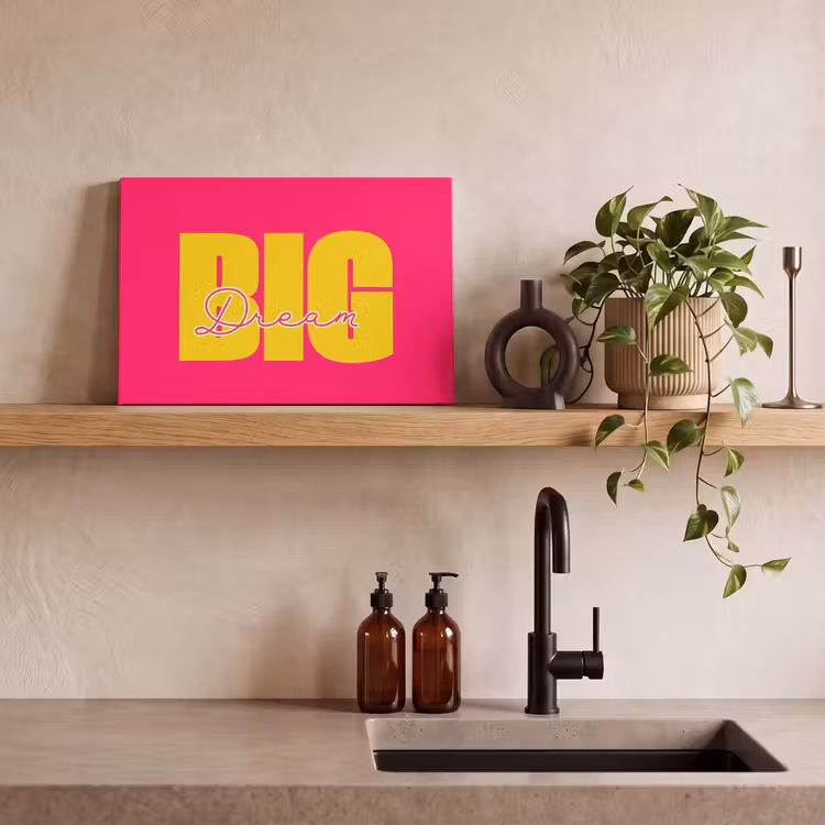 Dream big - Roze - Geel - Minimalistisch canvas 2cm klein -uniquesellingpoint_afwerking-onlywow_DE