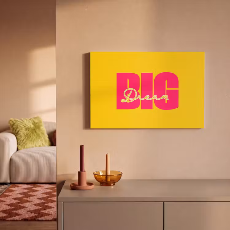 Dream big - Geel - Roze canvas 2cm klein -sfeer1