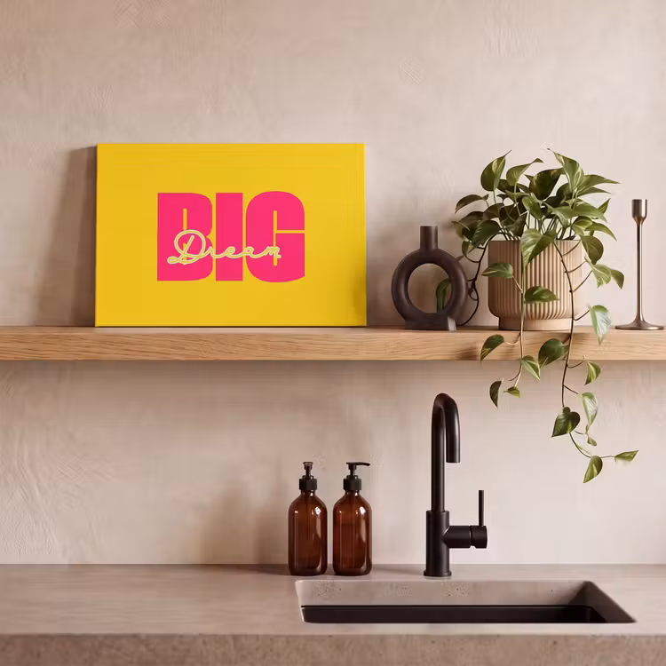 Dream big - Geel - Roze canvas 2cm klein -sfeer3
