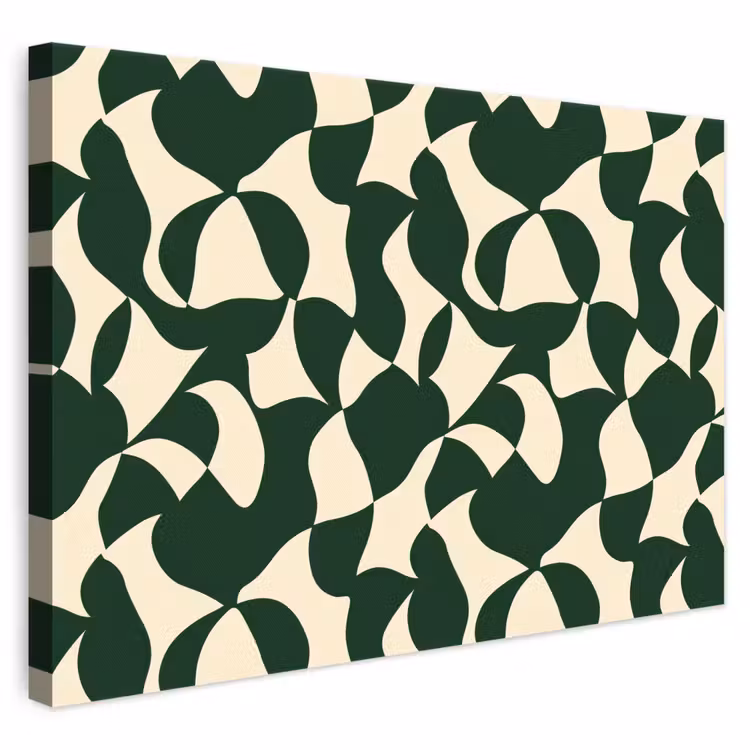 Groen - Organische vlakken - Crème canvas 2cm klein 34 -3d