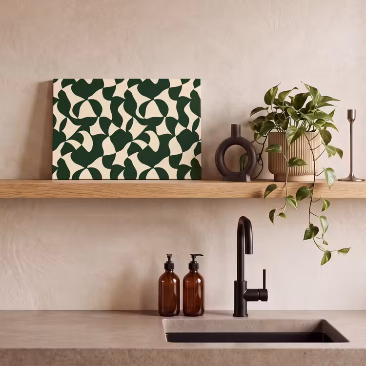 Groen - Organische vlakken - Crème canvas 2cm klein 34 -sfeer3