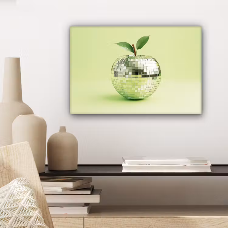 Groen - Disco - Decoratie - Appel canvas 2cm klein -closeup_print_DE