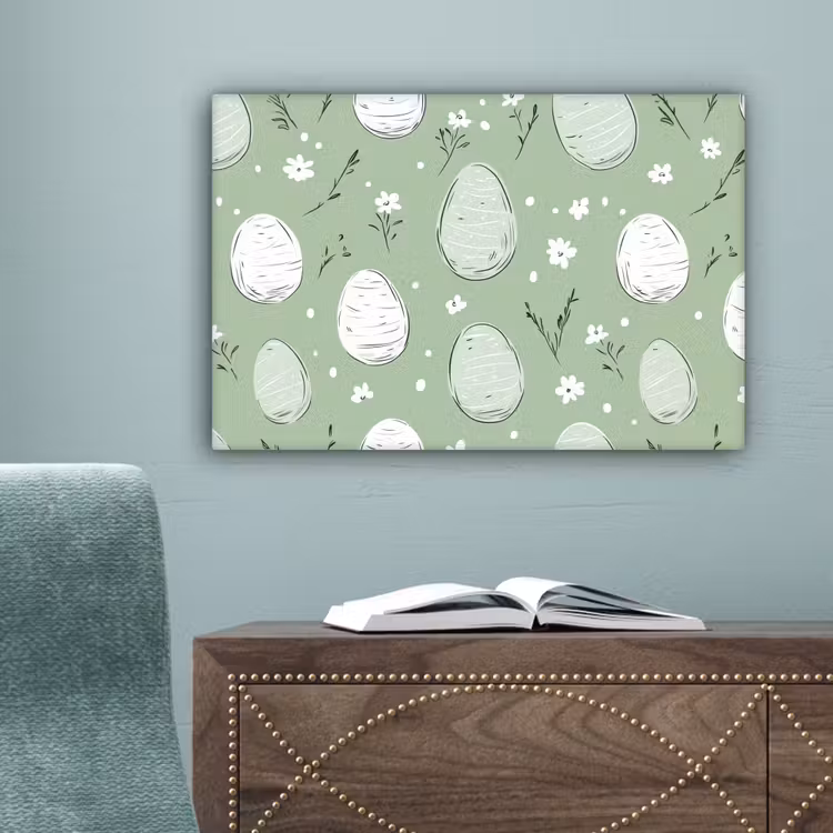 Groen - Eieren - Patroon canvas 2cm klein -sfeer4