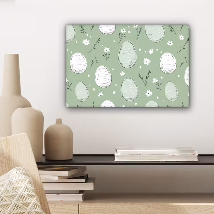 Groen - Eieren - Patroon canvas 2cm klein -sfeer6