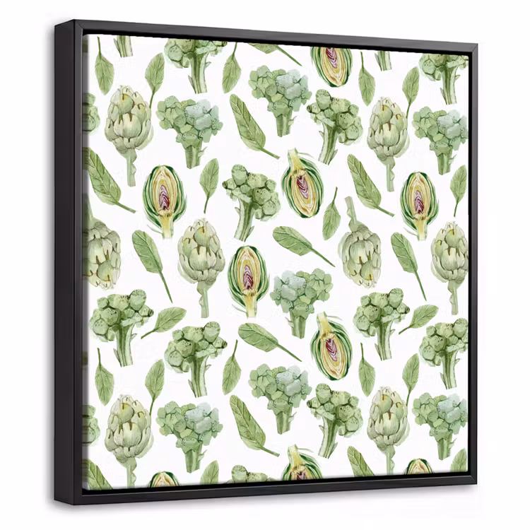 Groene - Groente - Broccoli - Artisjokken Canvas met baklijst klein 1124 -threedimensional_3d_global