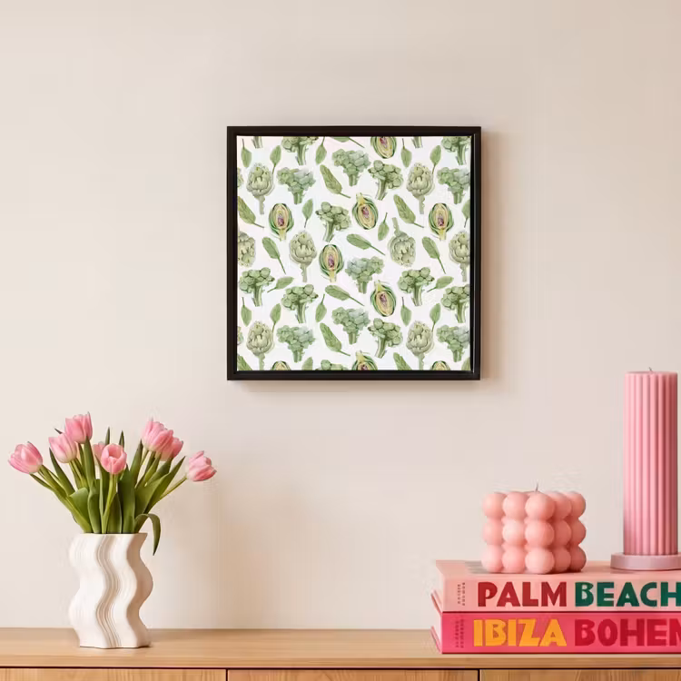 Groene - Groente - Broccoli - Artisjokken Canvas met baklijst klein 1124 -atmosphere_sfeer1_global