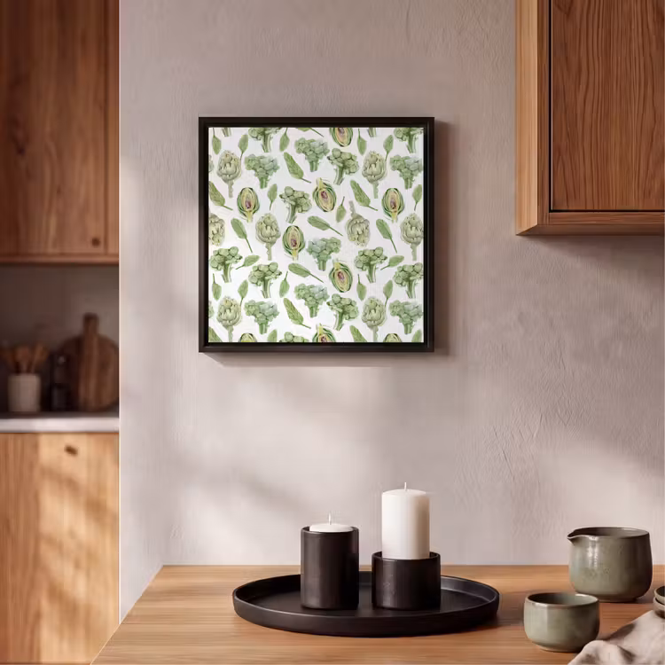 Groene - Groente - Broccoli - Artisjokken Canvas met baklijst klein 1124 -atmosphere_sfeer2_global