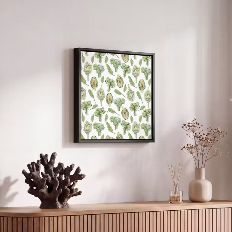 Groene - Groente - Broccoli - Artisjokken Canvas met baklijst klein 1124 -atmosphere_sfeer4_global