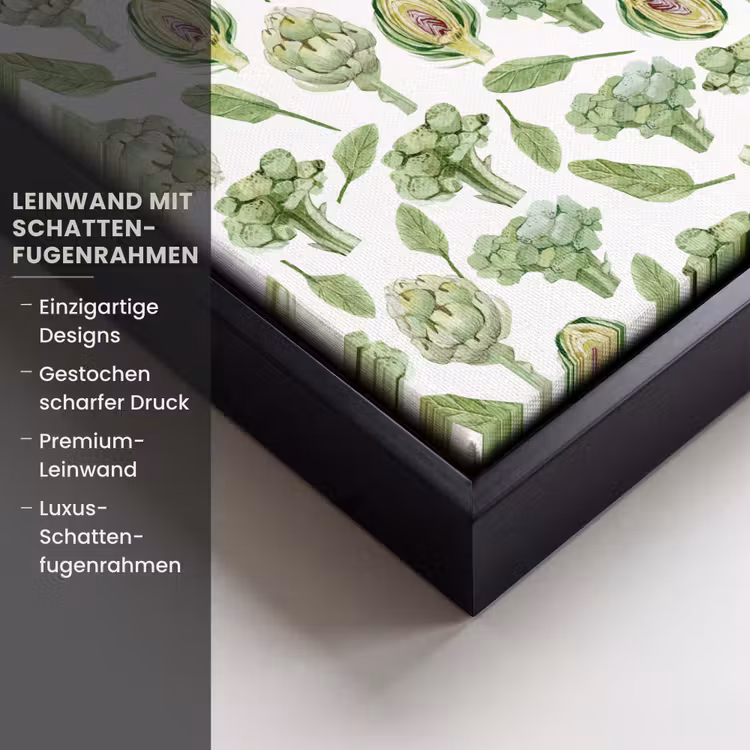 Groene - Groente - Broccoli - Artisjokken Canvas met baklijst klein 1124 -uniquesellingpoint_productkenmerken_DE