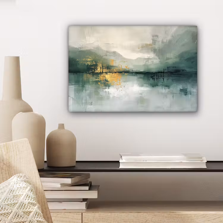 Groen - Modern - Abstract - Goud canvas 2cm klein -closeup_print_DE