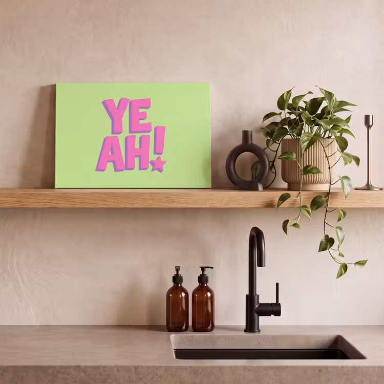 Groen - Neon - Quote canvas 2cm klein -closeup_print_DE