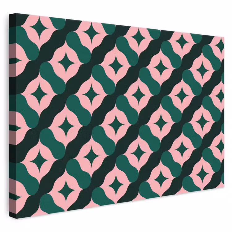 Groen - Roze - Retro - Sterren canvas 2cm klein 34 -3d