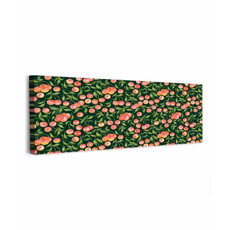 Groen - Rood - Kersen - Bladeren canvas 2cm klein 828 -z3d