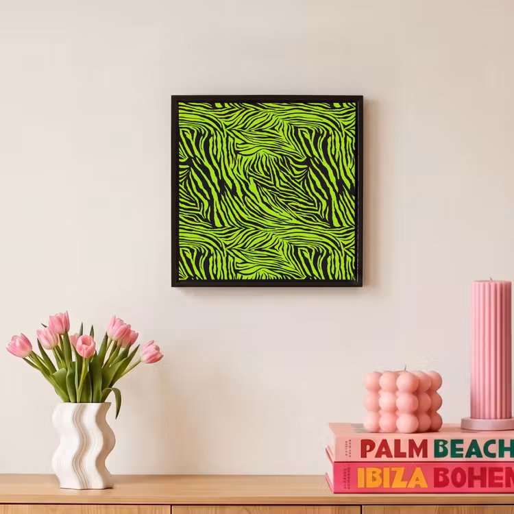 Groen - Zwart - Zebra Canvas met baklijst klein 1124 -atmosphere_sfeer1_global