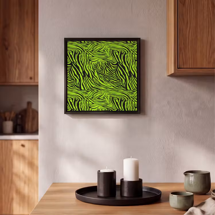 Groen - Zwart - Zebra Canvas met baklijst klein 1124 -atmosphere_sfeer2_global