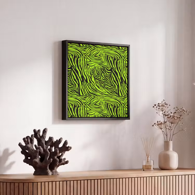 Groen - Zwart - Zebra Canvas met baklijst klein 1124 -atmosphere_sfeer4_global