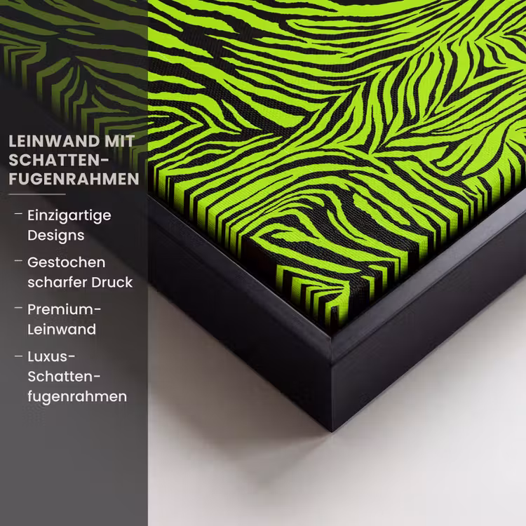 Groen - Zwart - Zebra Canvas met baklijst klein 1124 -uniquesellingpoint_productkenmerken_DE
