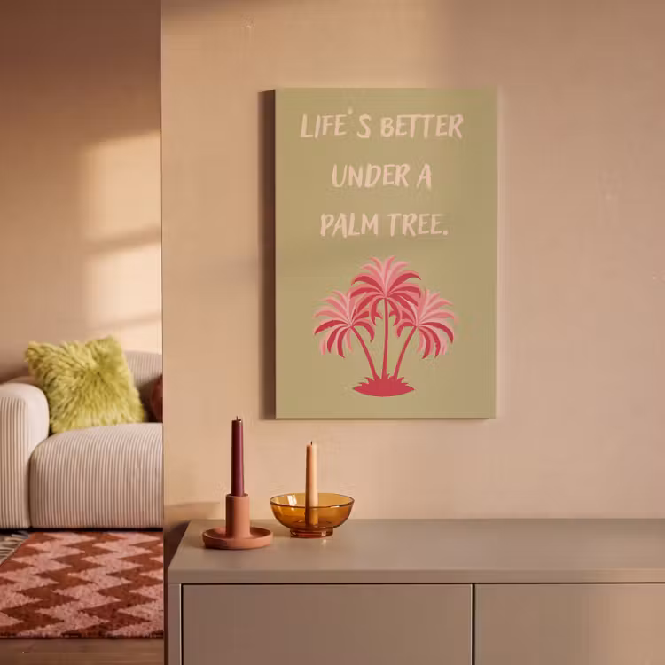 Groen - Zomer - Quote - Palmboom canvas 2cm klein -sfeer1