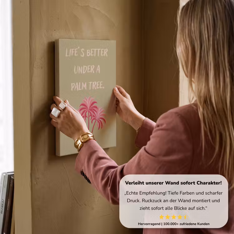 Groen - Zomer - Quote - Palmboom canvas 2cm klein -Xsfeer7_DE