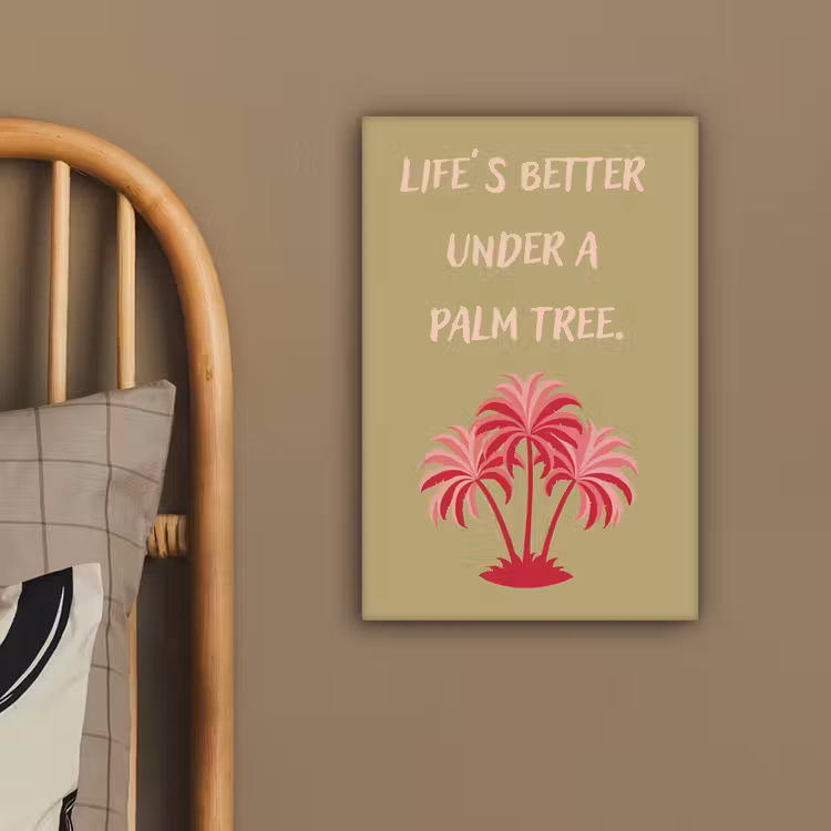 Groen - Zomer - Quote - Palmboom canvas 2cm klein -sfeer3