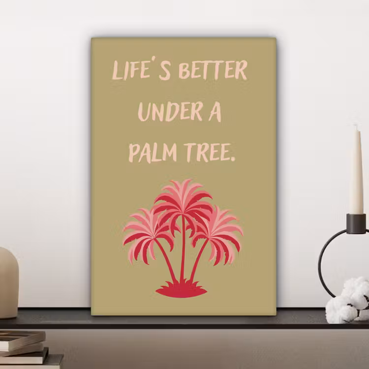 Groen - Zomer - Quote - Palmboom canvas 2cm klein -sfeer6