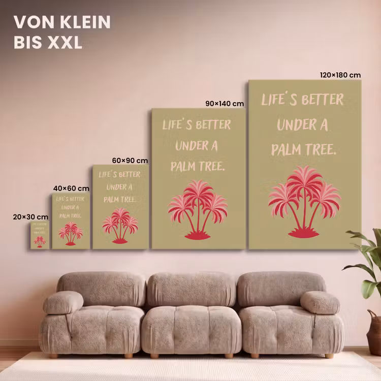 Groen - Zomer - Quote - Palmboom canvas 2cm klein -Xsfeer8_DE
