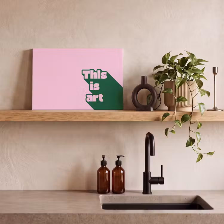 Groen - Tekst - This is art - Roze canvas 2cm klein -uniquesellingpoint_afwerking-onlywow_DE