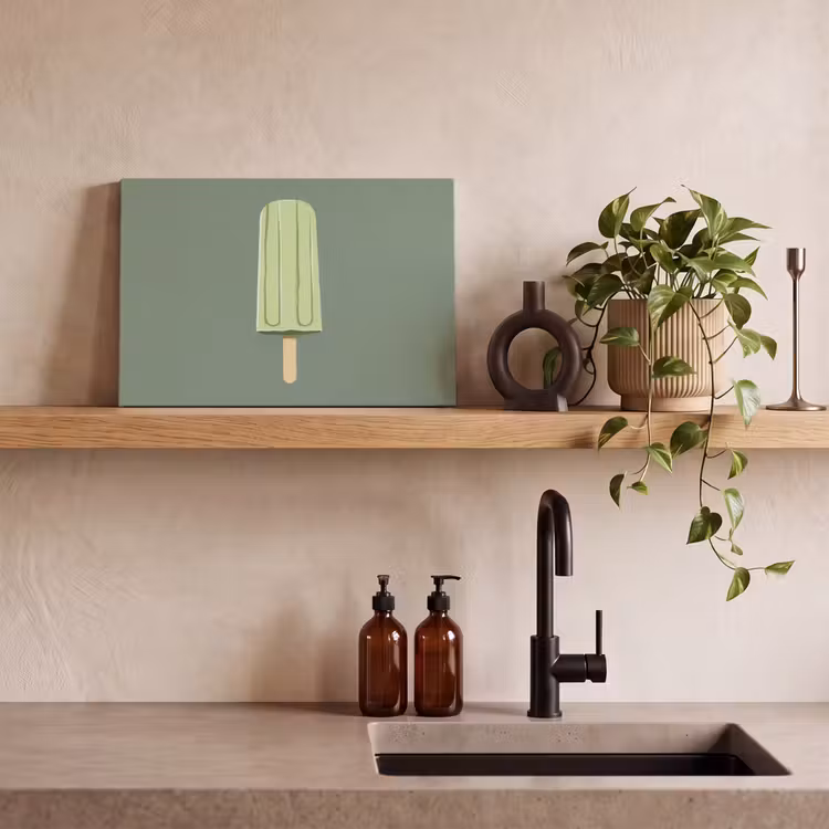 Groen - Waterijsje - Stokje - Illustratie canvas 2cm klein -sfeer6
