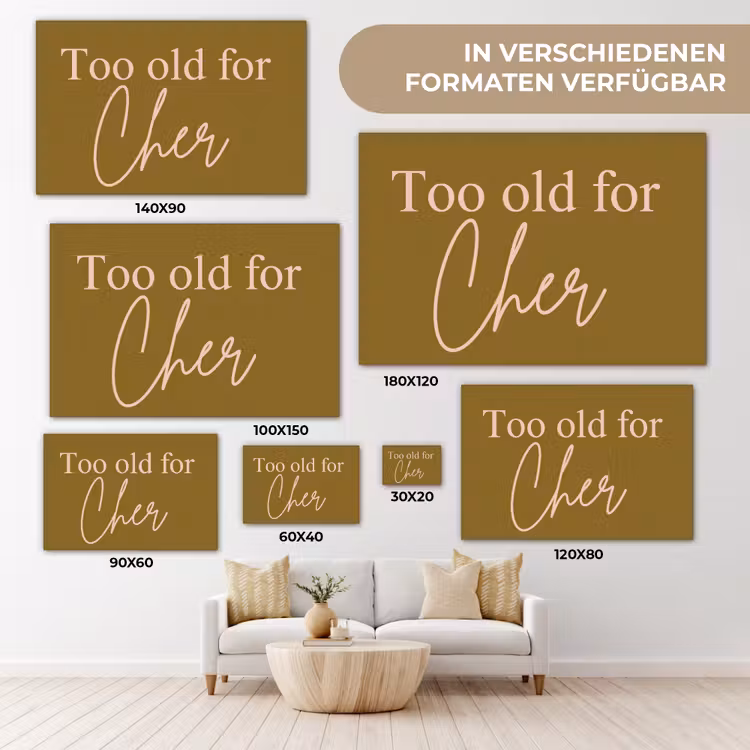 Groen - Too old for cher - Roze canvas 2cm klein -Xsfeer8_DE