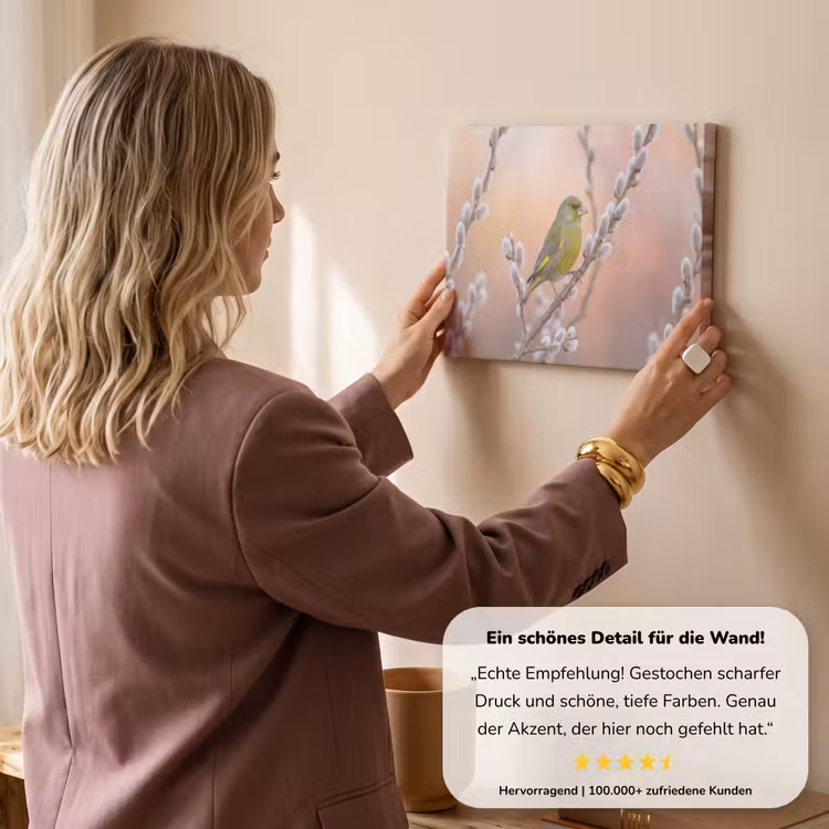 Groenling - Katjes - Lente - Natuur - Zacht canvas 2cm klein -sfeer3