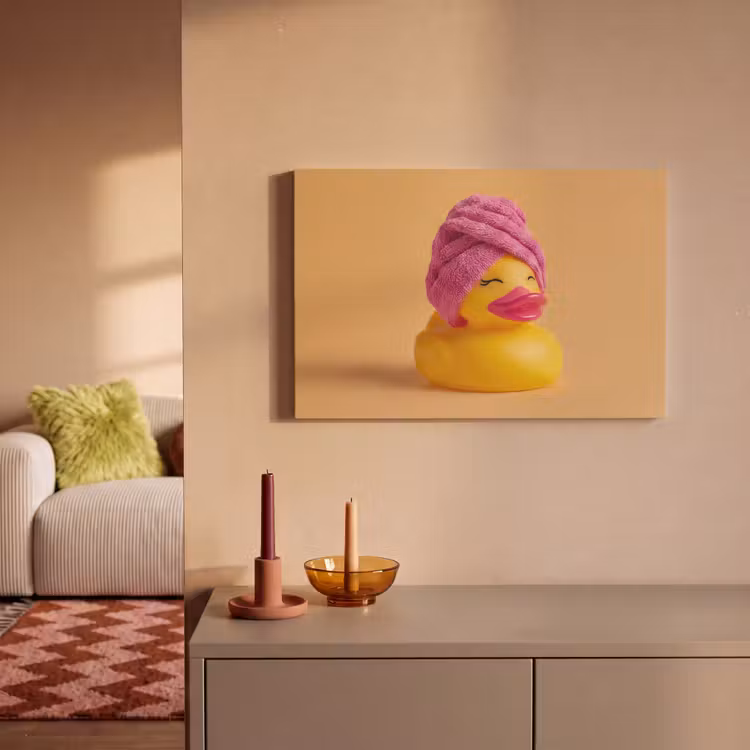 Badeend - Handdoek - Kleurrijk canvas 2cm klein -sfeer1