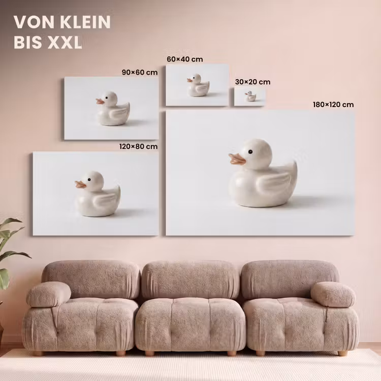 Badeend - Minimalistisch - Wit canvas 2cm klein -Xsfeer8_DE