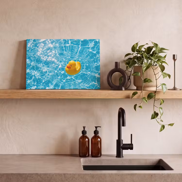 Badeend - Dobberen - Blauw canvas 2cm klein -sfeer6