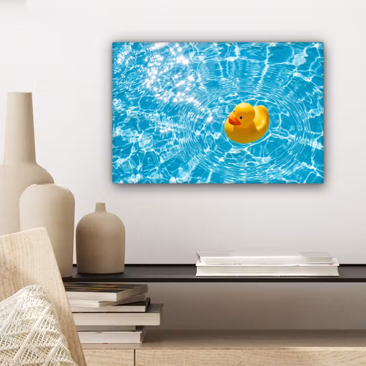 Badeend - Dobberen - Blauw canvas 2cm klein -closeup_print_DE