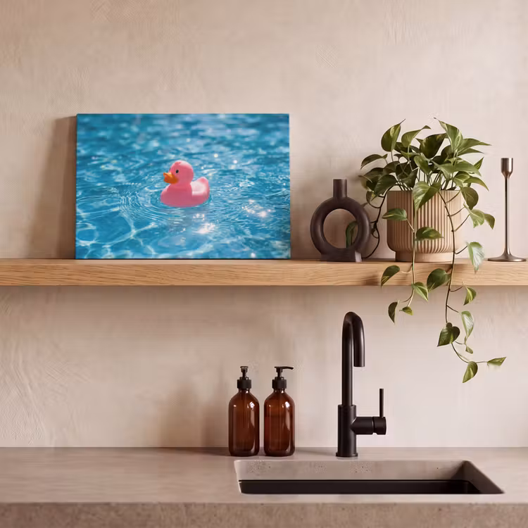 Badeend - Dobberend - Roze canvas 2cm klein -closeup_print_DE