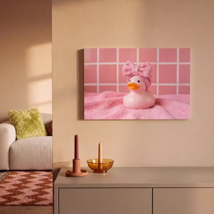 Badeend -Strik - Roze canvas 2cm klein -sfeer1