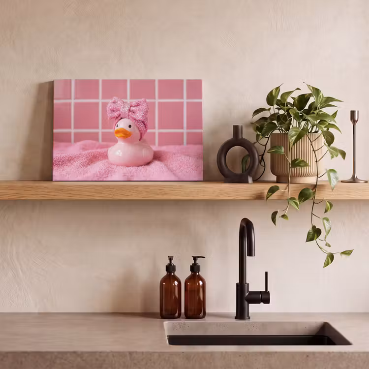 Badeend -Strik - Roze canvas 2cm klein -sfeer6