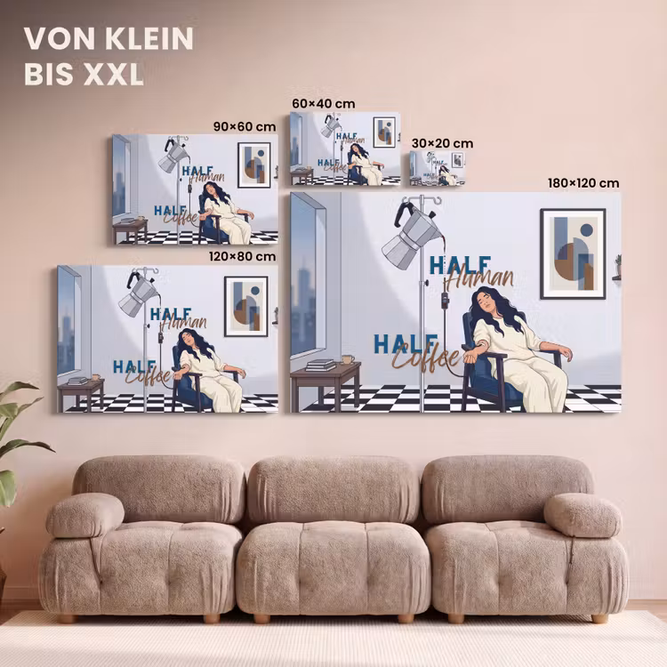Half human, Half Coffee - Infuus - Koffie canvas 2cm klein -Xsfeer8_DE