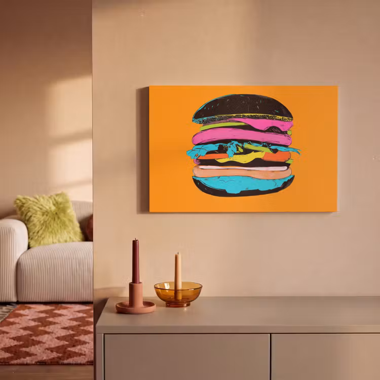 Hamburger - Kleurrijk - Speels canvas 2cm klein -sfeer1
