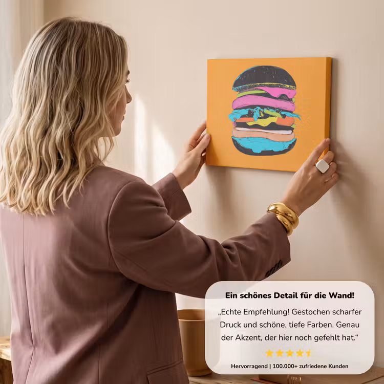 Hamburger - Kleurrijk - Speels canvas 2cm klein -sfeer3