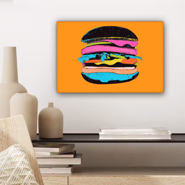 Hamburger - Kleurrijk - Speels canvas 2cm klein -sfeer6