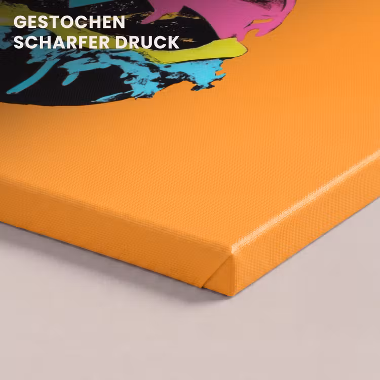 Hamburger - Oranje - Neon - popart canvas 2cm klein -closeup_print_DE