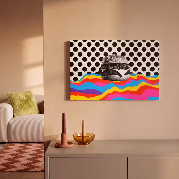 Hamburger - Stippen - Golven - Kleuren canvas 2cm klein -sfeer1