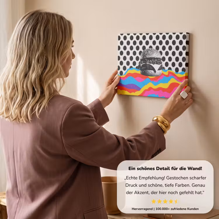 Hamburger - Stippen - Golven - Kleuren canvas 2cm klein -sfeer3