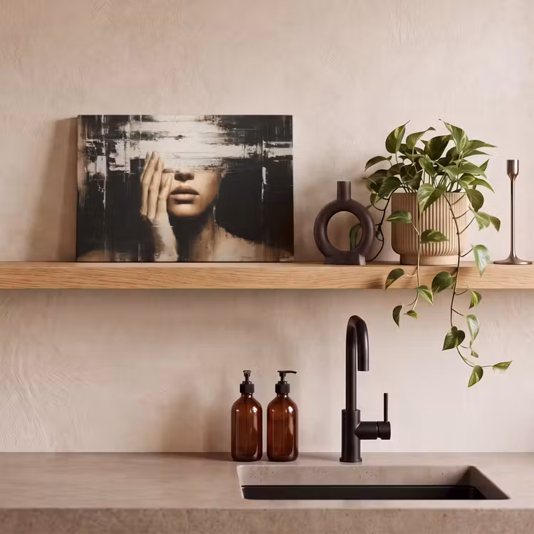 Hand - Gezicht - Strepen - Abstract canvas 2cm klein -sfeer3