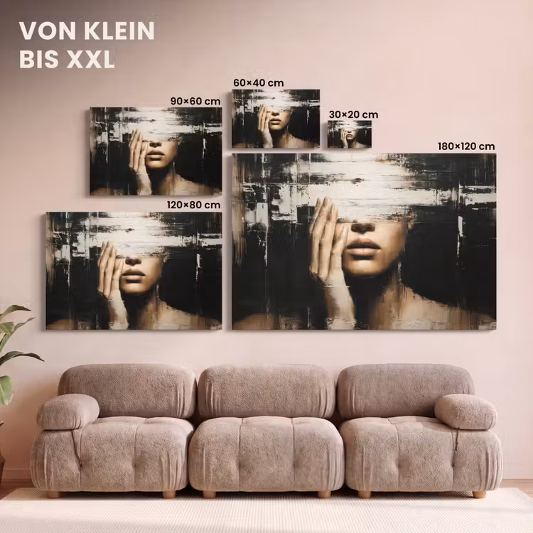 Hand - Gezicht - Strepen - Abstract canvas 2cm klein -Xsfeer8_DE