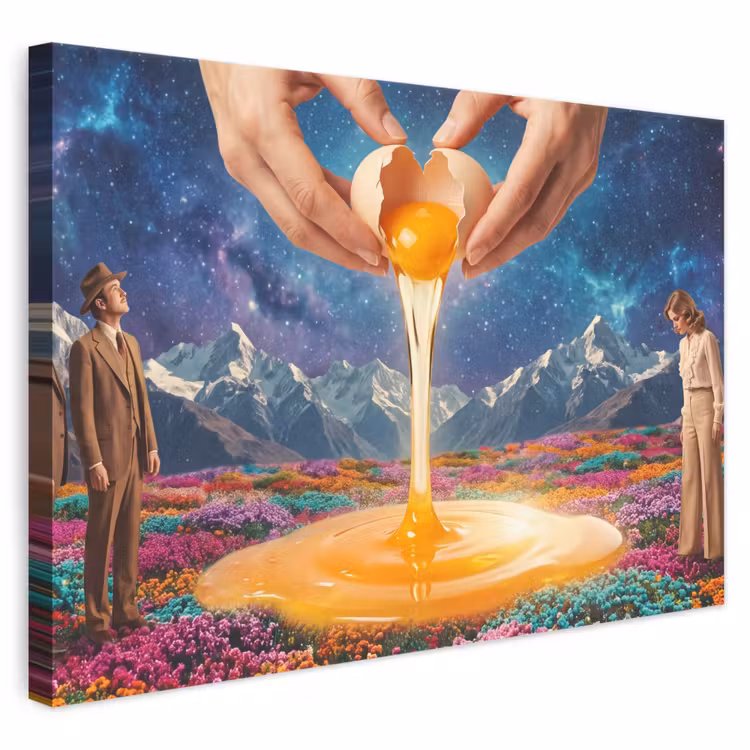 Leinwandbild - Hände – Ei – Surrealismus - Handen - Ei - Surrealisme canvas 2cm klein